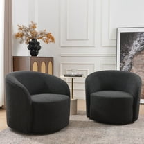 34" W Swivel Barrel Chair Set of 2, Mid Century Modern Round Upholstered Boucle Swivel Accent Chairs, No Assembly Sofa Chair for Living Room Bedroom Reading, Charcoal