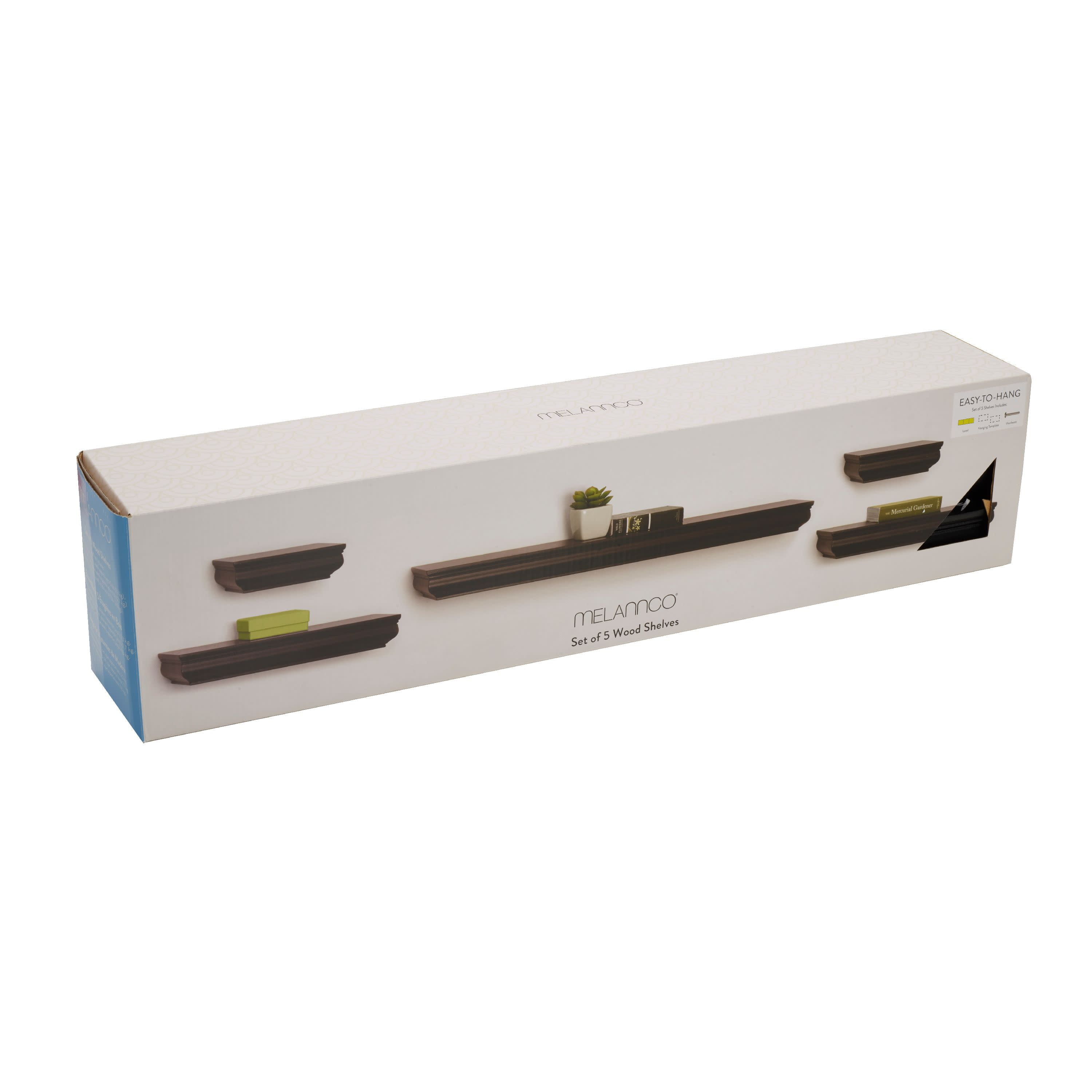 Melannco Floating Molding Shelves Set of 5 Black