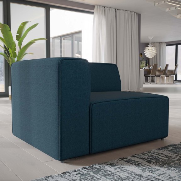 Modway Mingle Fabric Left-Facing Sofa in Blue