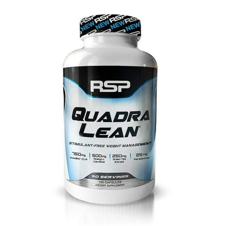 RSP QuadraLean Stimulant Free Fat Burner Pills, Weight Loss Supplement, Appetite Suppressant & Metabolism Booster, Diet Pill for Men & Women, 50.., By RSP