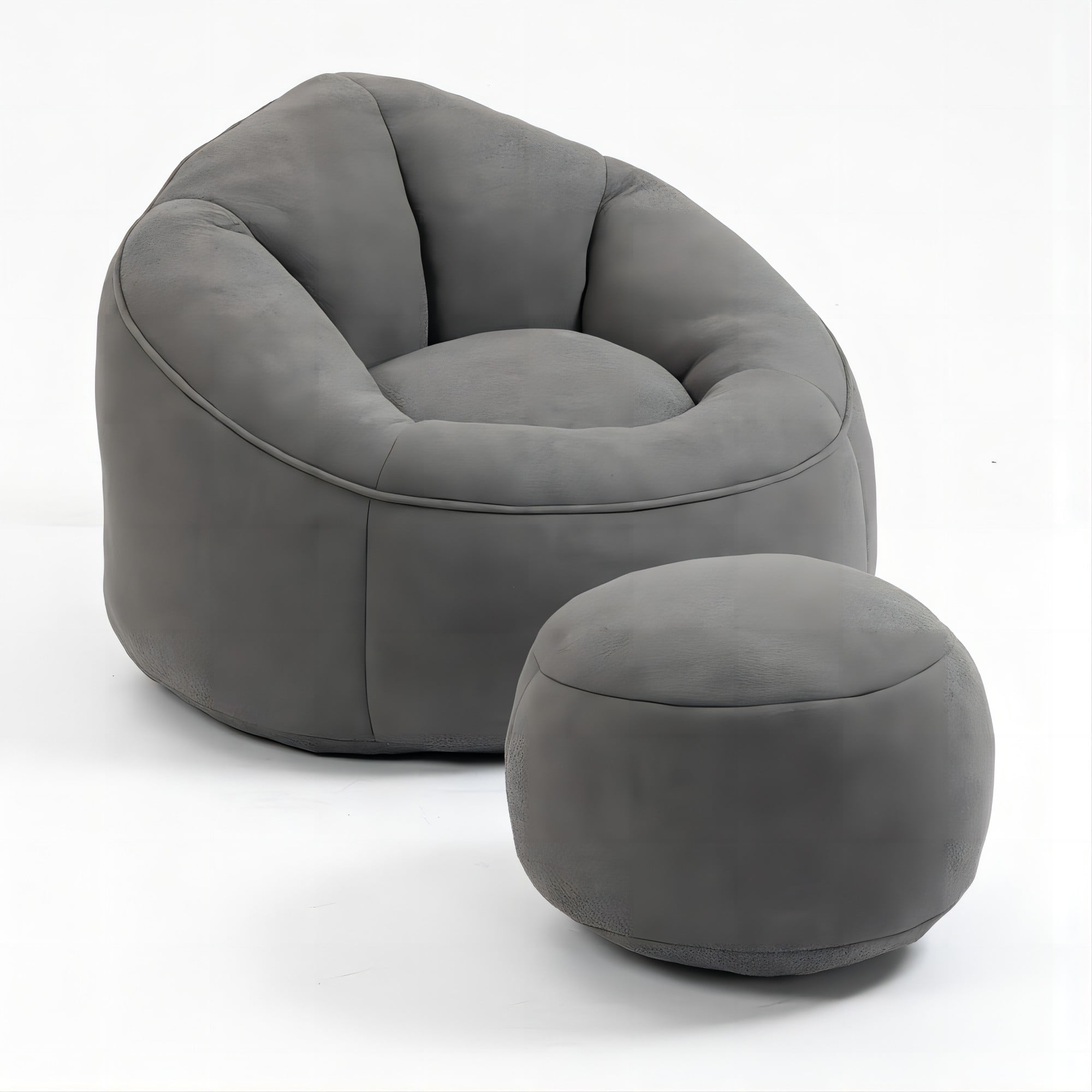 Aukfa Bean Bag Chair, Lazy Sofa Beanbag with Ottoman for Living Room, Dorm - Gray