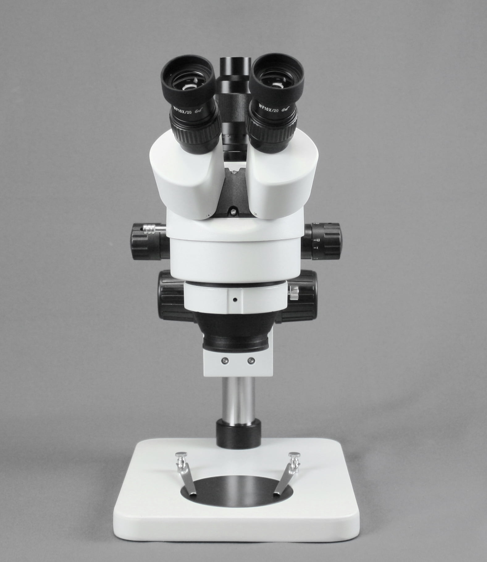 VIsion Scientific VS-1FZ-IFR07-5N Trinocular Zoom Stereo, 10x WF Eyepiece, 0.7x—4.5x Zoom, 3.5x—90x Magnification, Pillar Stand, 144-LED Ring Light, 5.0MP Digital Eyepiece Camera