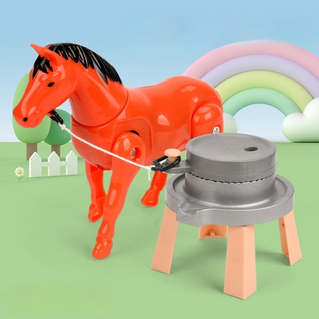 Walking Donkey Pulling Toy, Simulation Donkey Pulling Mill, Animated Animal Toy With Movement, Pull String Walking Donkey, Educational Animal Toy For Kids, Mechanical Donkey Pull Cart Toy