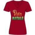 thumbnail image 3 of Inktastic Buon Natale- Christmas Tree Lights Women's V-Neck T-Shirt, 3 of 5