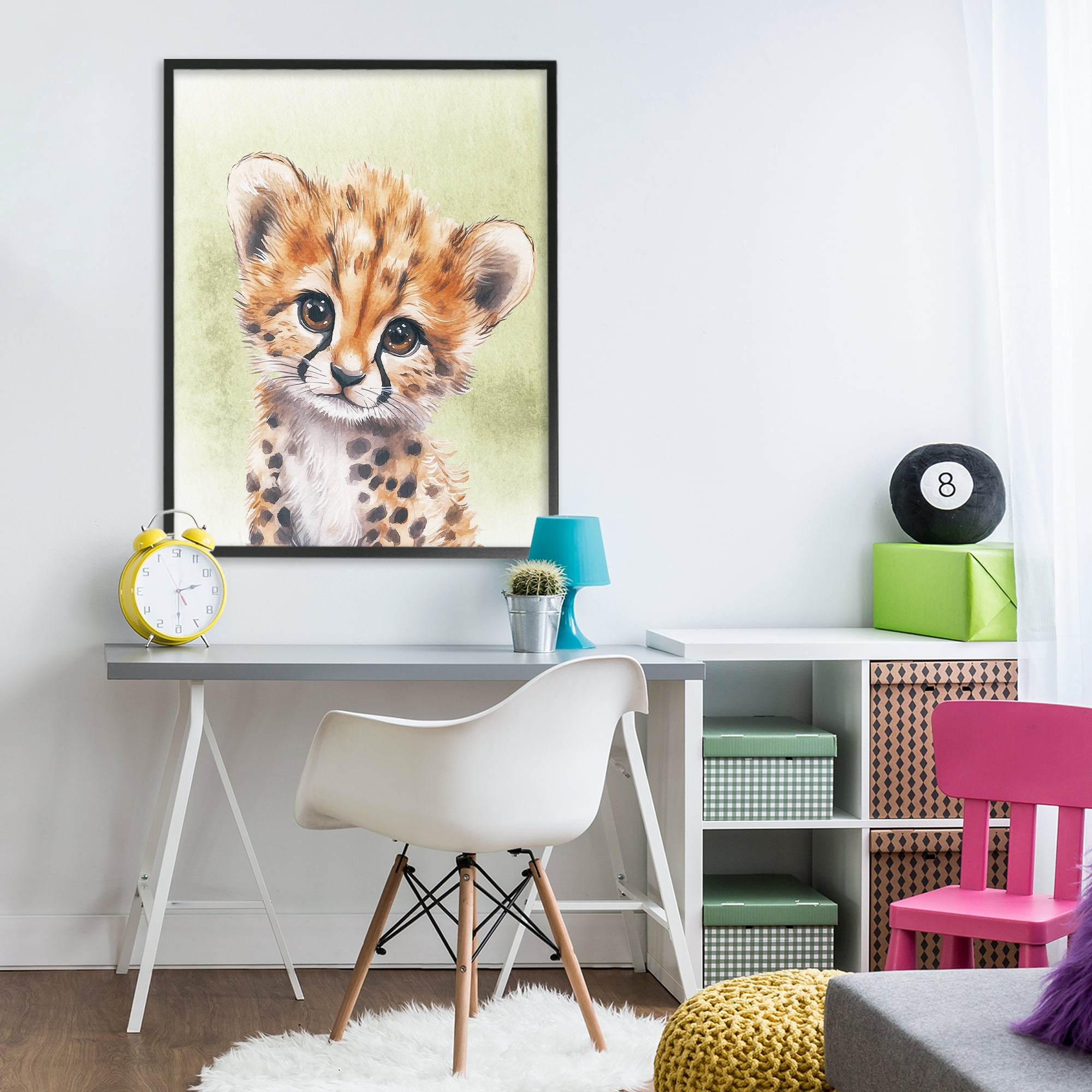 Stupell Industries Jungle Friends Baby Cheetah Black Framed Giclee Art, design by Christine Simpson Art