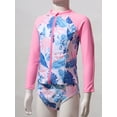 thumbnail image 5 of renvena Kids Girls 3pcs Tankini Set Swimwear Sun Protection Rash Guard Swimsuit Bathing Suit Size 4-16 Pink Blue 12, 5 of 7