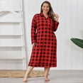 thumbnail image 5 of ebukurty Plus Size Nightgowns for Women Soft Long Sleeved with Pockets Red Checkered Nightshirts, Sizes 1XL-4XL, 5 of 12