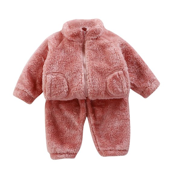 zbxnLI Kids Toddler Girls Boys Fleece Pajama Sets Warm Tops and Pants Winter Sleepwear Loungewear