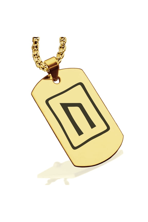 Stainless Steel Elder Futhark Uruz Rune Dog Tag Pendant Necklace