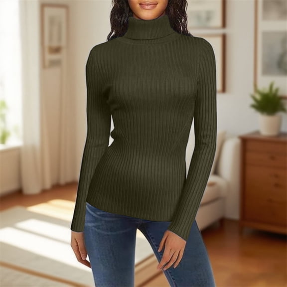 GILIGEGE Turtleneck Sweater Women Long Sleeve Shirts Tunic Top Warm Pullover Sweater Mock Neck Lightweight Shirts Fall Trendy Tops Solid Color Womens Tops Womens Cozy Sweaters Under Layer Shirts XXL