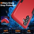 thumbnail image 5 of Heavy Duty Phone Case Designed for Samsung Galaxy A14 Case with 1Pc Tempered Glass Screen Protector, Shockproof Dropproof Anti-Scratch Phone Case Cover for Samsung Galaxy A14,Red, 5 of 7