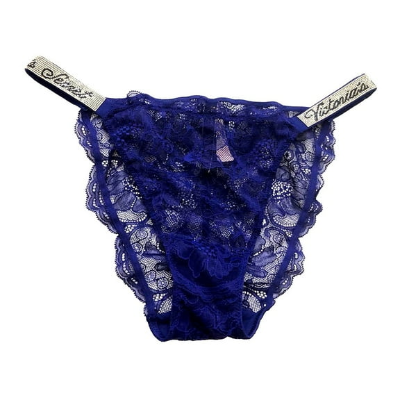 Victoria's Secret Bombshell Shine Strap Very Sexy Lace Bikini Panty Night Ocean Blue Size Small NWT