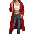 thumbnail image 5 of Inglocry Long Zip Up Hoodie Women Casual Hooded Long Tunic Sweatshirts Y2k Comfort Hoodies Fall Jacket Coat with Pockets Red L, 5 of 5