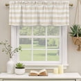 thumbnail image 2 of Beige Stripe Curtain Valances for Windows, Kitchen Valance Window Treatments Panel 2 Pack, Vintage Country Geometric Linen Texture Rod Pocket Short Curtains for Bathroom Bedroom 42 x 12 Inch, 2 of 8