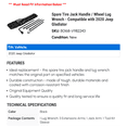 thumbnail image 2 of Spare Tire Jack Handle / Wheel Lug Wrench - Compatible with 2020 Jeep Gladiator, 2 of 2