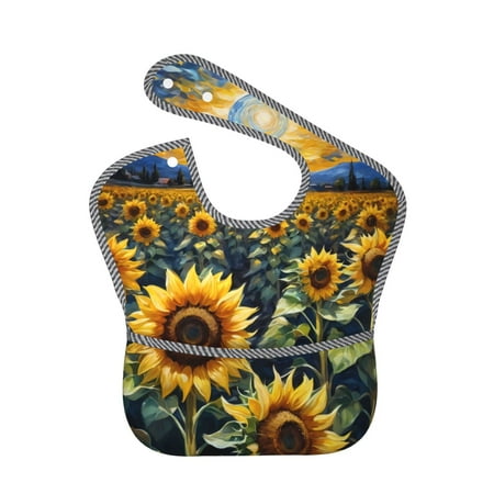 

Bingfone Mess-Proof Baby Bib - Waterproof Bib for Baby Boy or Girl with Food Catcher Pocket Unisex-Starry Sky Moon Sunflower
