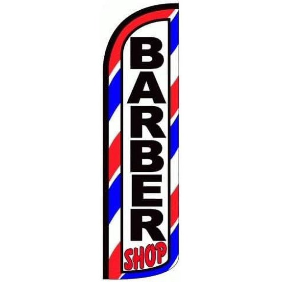 4 Less BARBER SHOP Windless Swooper Flag Banner Sign 3x11.5 ft Tall (Flag ) wq003