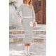thumbnail image 4 of Conjunto de suéter PRETTYGARDEN, falda midi de punto a rayas blancas para mujer, 4 of 9