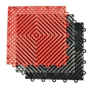 Greatmats Open Grid Interlocking Garage Floor Tiles, Black 25 Pack 1x1 Ft