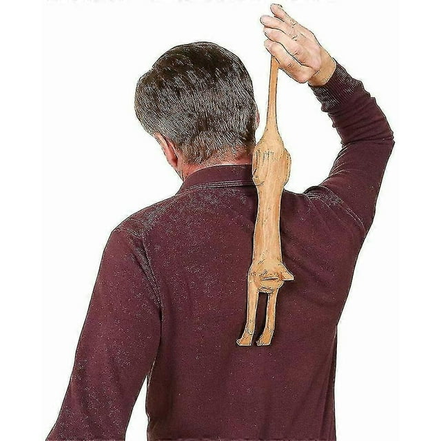 Rascador de espalda de madera divertido con forma de gato y mango largo, herramienta de masaje.