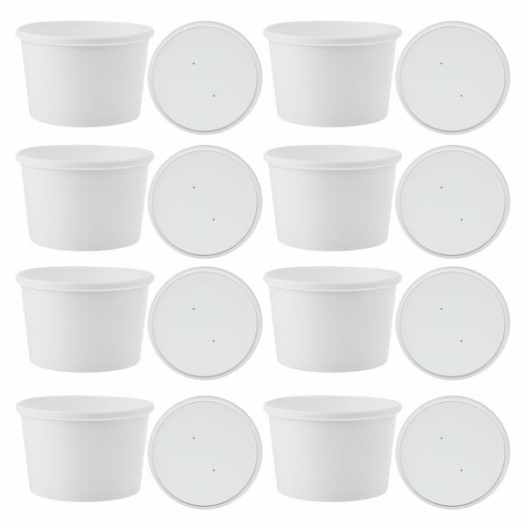 ACDANC 20 Sets Disposable Yogurt Bowl Paper Ice Cream Packaging Bowls Lidded Bowls