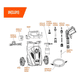 thumbnail image 3 of Hidrolavadora  Bloosom Alta Presión Daewoo Accesorios 1400w 1520 Psi naranja negro, 3 of 5
