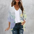 thumbnail image 5 of Hvyesh Women Floral Print Lightweight Summer Casual Kimono Cardigan 3/4 Sleeve Loose Beach Wear Boho Cover Up Blouse Top, 5 of 5