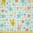 thumbnail image 2 of Ambesonne Pastel Fabric by the Yard Microfiber, Bunnies Flowers, 2 Yards, Pale Blue Marigold Coral, 2 of 2
