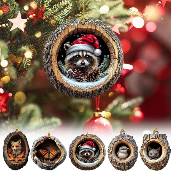 8cm 3.1-inch Forest Animal 2d Pendant Decoration, Cozy Woodland Christmas Ornament, Rustic Nature Tree Hanging Decor, Perfect Holiday Gift for Animal Lovers, by UKHBMC