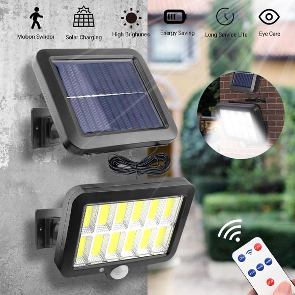 Applique Murale Solaire, Lumière Extérieure à Détecteur de Mouvement, Veilleuse de Sécurité DEL, Panneau Lumineux Solaire Détachable pour Patio, Terrasse, Garage, Entrée, Véranda, Clôture de Véranda