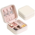 thumbnail image 2 of Caja de joyería de almacenamiento de PU simple de una sola capa Caja de almacenamiento de joyería portátil creativa Earnail Pendiente Anillo Caja de joyería pequeña 10 * 10 * 5 cm (sin incluir joyas), 2 of 4