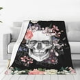 thumbnail image 3 of Rose and Skull Throw Blanket Plush Flannel Skull Gifts for Women Men Adults Soft Warm Lightweight Office Home Couch Sofa Couch Living Room Bed Camping Travel 40"x50" Skull Poster Decor, 3 of 6