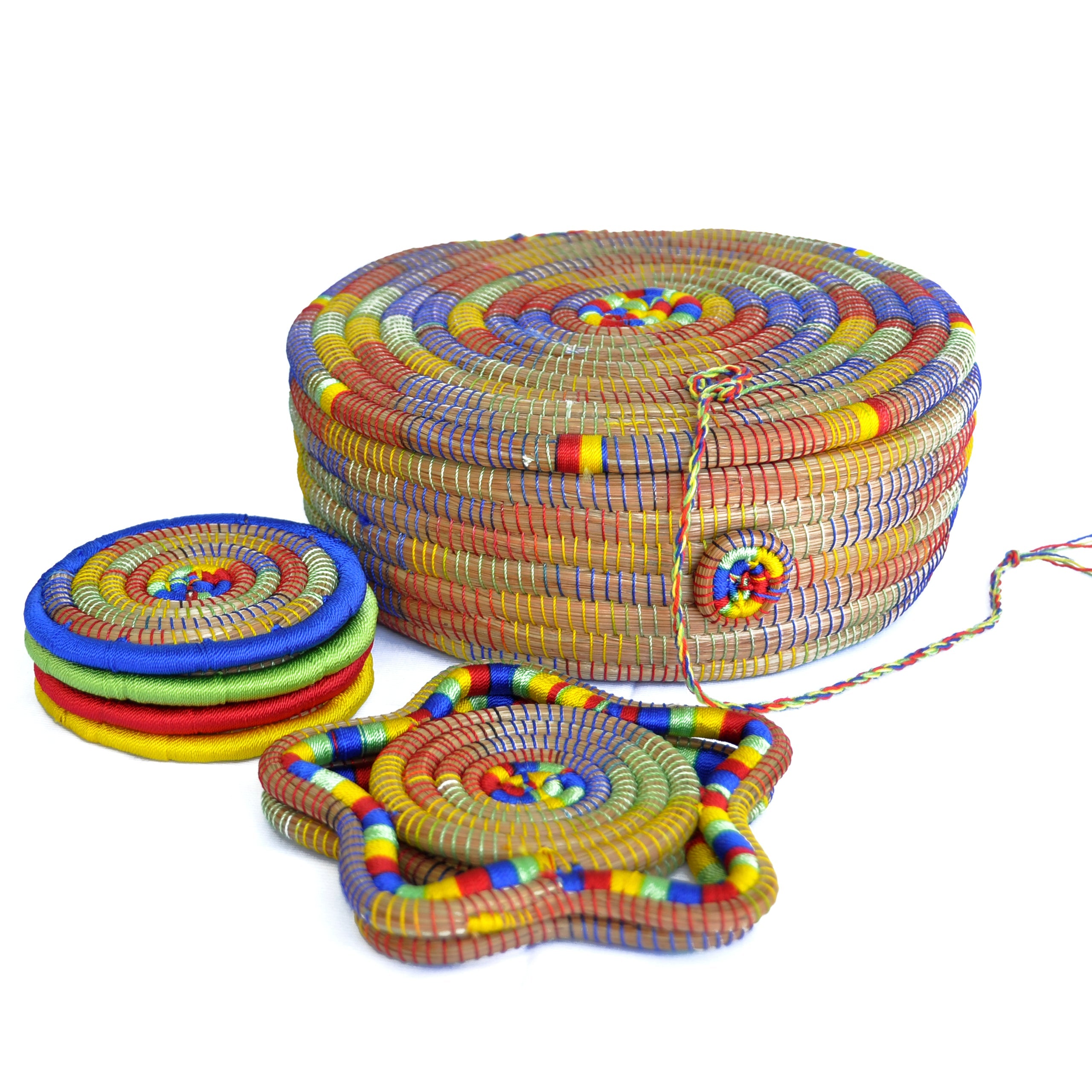 Tortilla Basket with Lid, Plate & Glass Coasters