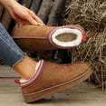 thumbnail image 2 of Botas de nieve de talla grande para mujer, forro polar de invierno, puntera cerrada gruesa, soporte medio, zapatos holgados, sin cordones, acolchados de algodón cálidos, 2 of 5
