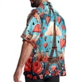 thumbnail image 3 of Eiffel Tower Valentine's Day Men's Short Sleeve Poplin Shirt, Button Down Casual Summer Beach Printed Unisex Shirt, 3 of 6