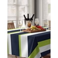 thumbnail image 6 of Green and Table Cloth 60x84 Inch Rectangle, Navy Blue Stripe Abstract Geometric Stripes Waterproof Tablecloth Washable Table Cover for Party Picnic Dinner Decor, 6 of 9