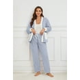 thumbnail image 4 of U2SKIIN Women's Fleece Pajama Set, Soft Plush Jacquard Sleepwear Cozy Lounge Pjs set,(Light Blue+White,M), 4 of 5