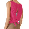 thumbnail image 2 of Workout Tank Tops Open Back Yoga Exercise Shirts Tie Back Athletic Clothes for Women Women's Casual Sleeveless Round Neck Tee Soft Breathable Athletic Wear for Sports and Daily Wear, Hot Pink L, 2 of 5