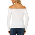 thumbnail image 3 of Allegra K Women's Off Shoulder Slim Fit Long Sleeve Velvet Tops, 3 of 6