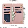 thumbnail image 2 of Wallet Case for Samsung Galaxy S21 Plus, Premium Vintage PU Leather Magnetic Closure Handbag Zipper Pocket Case Kickstand Card Holder Slots with Wrist Strap Flip Case - Pink&Purple, 2 of 7