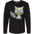 thumbnail image 3 of Inktastic Hipster Raccoon, Raccoon With Glasses, Flowers Long Sleeve T-Shirt, 3 of 5