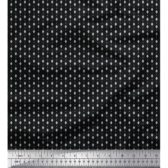 Soimoi Cotton Duck Fabric Heart & Diamond Shirting Print Fabric by Yard 42 Inch Wide