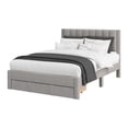 thumbnail image 2 of CorLiving Metro Light Grey Channel Tufted Upholstered Storage Platform Bed in Full/Double and Queen, 2 of 9