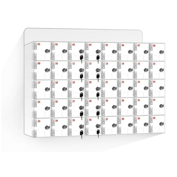 LINJI Office School Cell Phone Locker - 40-Slot Acrylic Storage Cabinet with Security Locks for Classroom and Factory