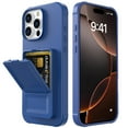 thumbnail image 2 of Designed for iPhone 16 Pro Wallet Phone Case,Built-in Mirror,With Card Holder(Hold 4-5 Cards and Folding Money),Heavy Duty Shockproof Military Grade Protection Rugged Phone Case,Blue, 2 of 7