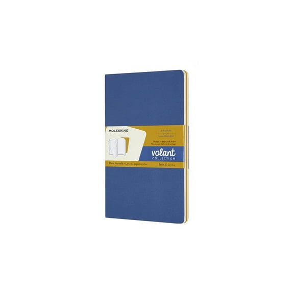Moleskine Volant Journal, Large, Plain, Forget-Me-Not Blue/Amber Yellow (5 x 8.25) (Diary)