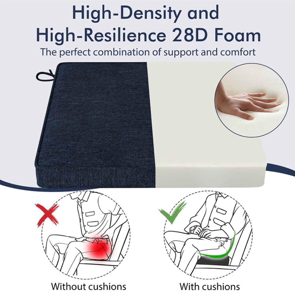 YYAo Outdoor Chair Cushions, Waterproof Outdoor Seat Pads, Outdoor Chair Cushion Set of 2 Waterproof Fade-Resistant Olefin Seat Cushions-Navy