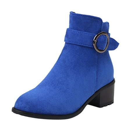 

Ki-8Jcud Botas De Nieve Para Mujer Fashion Women S Boots Solid Suede Side Zipper Decorative Buckle High Heel Coarse Heel Short Boots Boot Liner Socks For Women Boots For Women Leather Boots For Wome