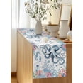 thumbnail image 2 of Marine Life Octopus Seahorse Table Runner 13x70in Non-Slip Cotton Linen Table Runners, Watercolor Corals Fish Dresser Scarves TableRunner for Dinner Kitchen Dining Wedding Party, 2 of 9