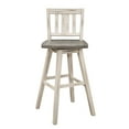 thumbnail image 4 of Pub Height Chairs Set Of 2, Distressed Gray And White 360-Degree Swivel Chair Solid Rubberwood Furniture, Vertical Slat Back Bar Chairs, 4 of 8
